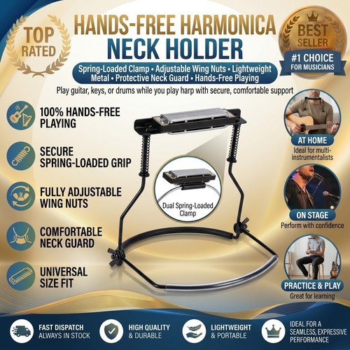 Harmonica neck rack adjustable - neck,